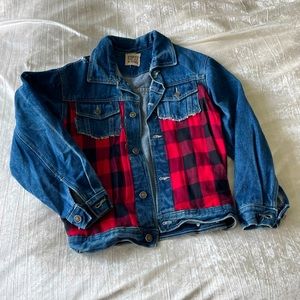 LF Furst of a Kind denim jean plaid jacket